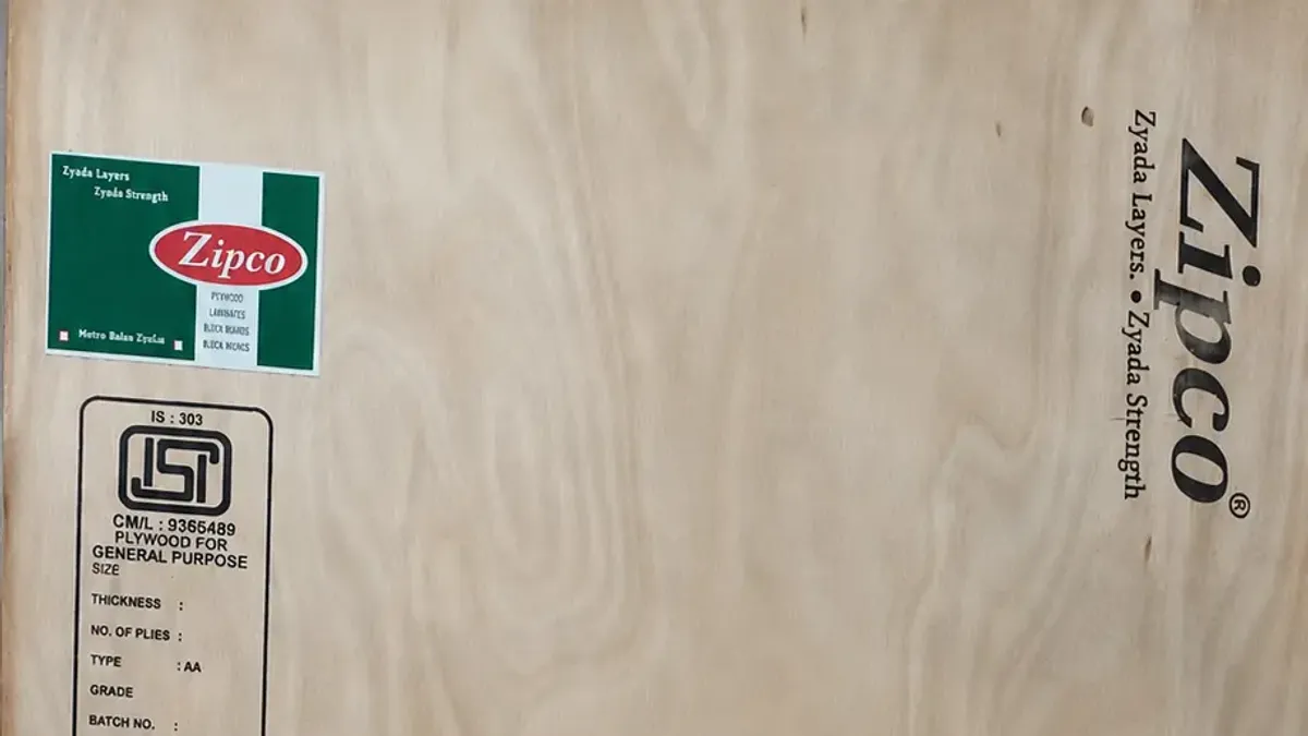 ZIPCO PF 710 plywood sheet showing quality marks