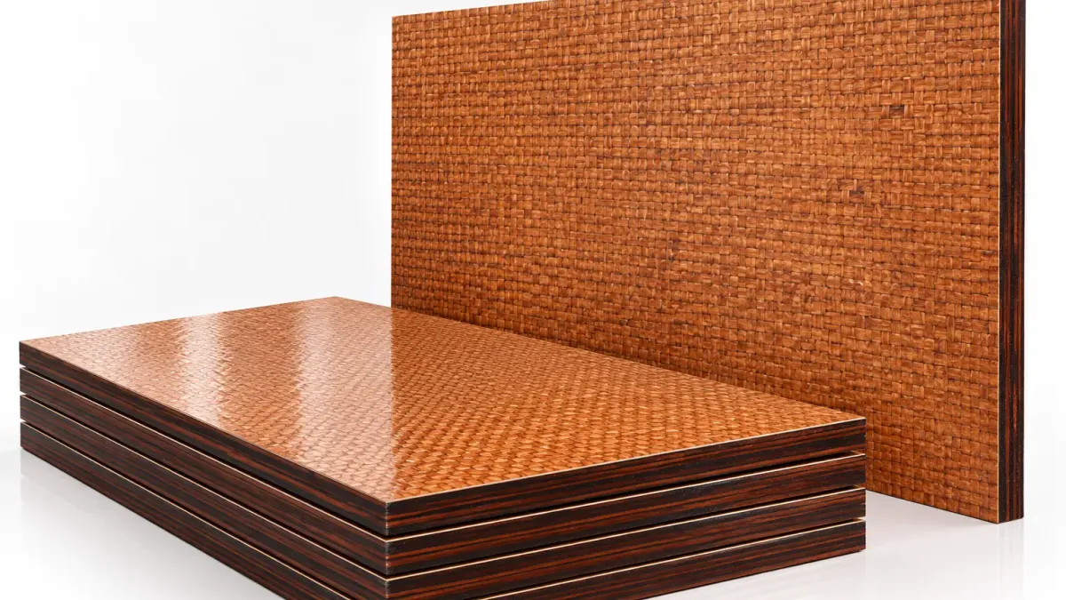 Stack of ZIPCO film faced shuttering plywood sheets for RCC formwork