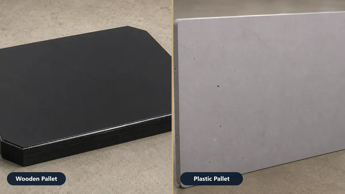 ZIPCO wooden brick pallet compared with a ZIPCO solid plastic brick pallet